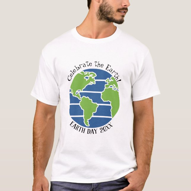 Camiseta Planeta del mapa del globo verde azul del Día de l (Anverso)