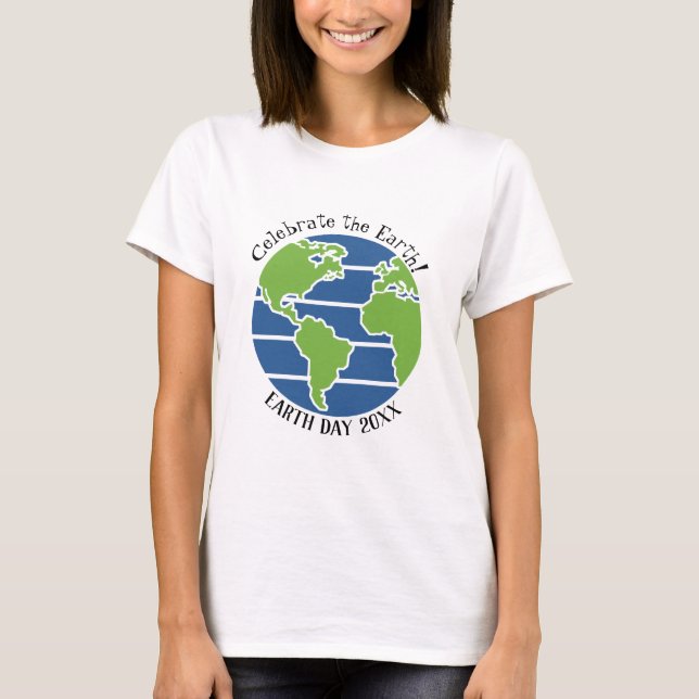 Camiseta Planeta del mapa del globo verde azul del Día de l (Anverso)
