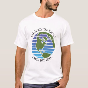Camiseta Planeta del mapa del globo verde azul del Día de l
