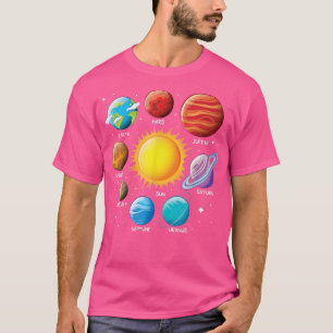 Camiseta Planeta del sistema solar nombra a los niños del e