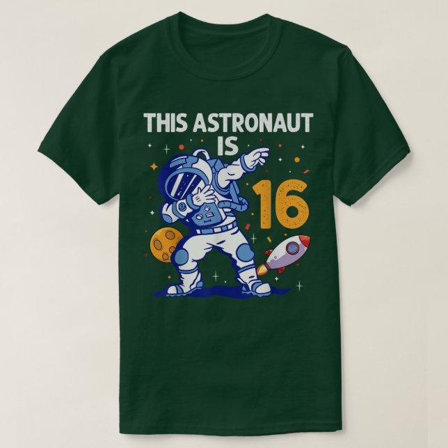 Camiseta Planeta espacial astronauta de 16 años 16 cumpleañ (Diseño del anverso)