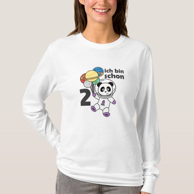 Camiseta Planeta espacial Panda De Dos Años De Edad (Anverso)