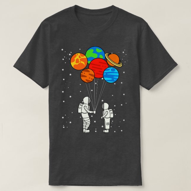 Camiseta Planeta globos astronautas planetas galaxia espaci (Diseño del anverso)