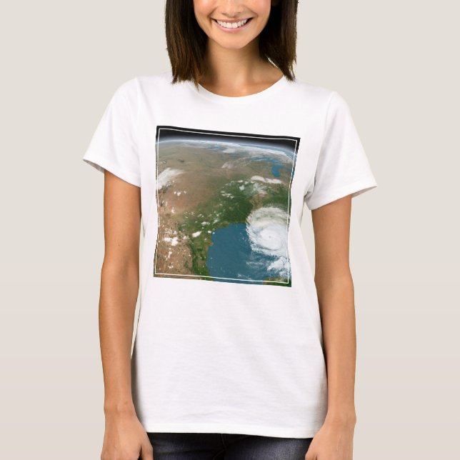 Camiseta Planeta Panorámico Tierra Y Estados Unidos. (Anverso)