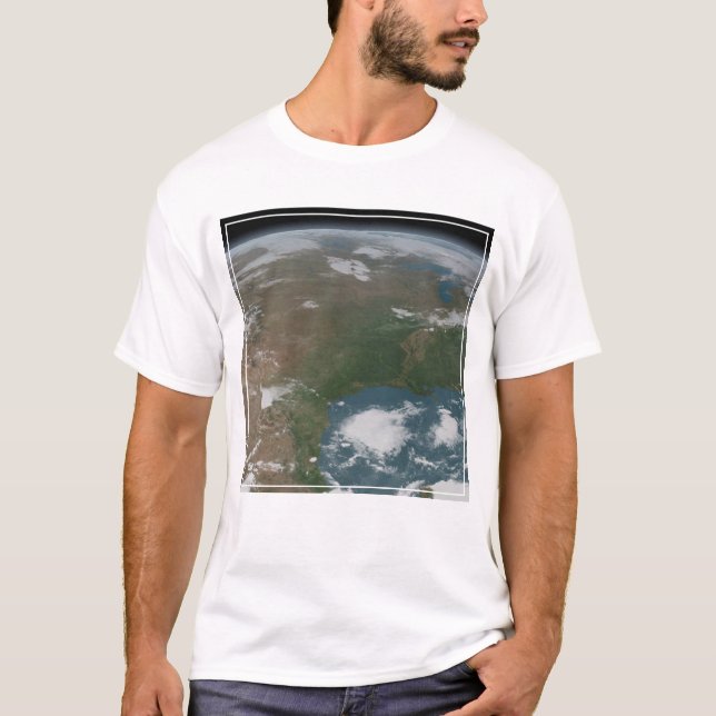 Camiseta Planeta Panorámico Tierra Y Estados Unidos. 2 (Anverso)