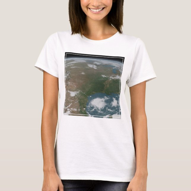 Camiseta Planeta Panorámico Tierra Y Estados Unidos. 2 (Anverso)