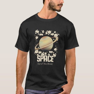 Camiseta Planeta Saturno beige marrón