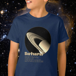 Camiseta Planeta Saturno con anillos y hechos niños