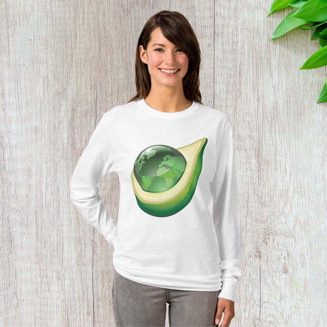 Camiseta Planeta sustentable del globo de aguacate de la Ti (Subido por el creador)