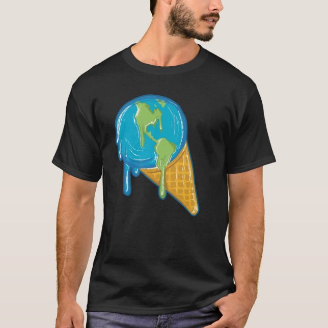 CAMISETA PLANETA TIERRA DERRITIÉNDOSE COMO HELADO (Anverso)