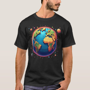 Camiseta Planeta Tierra en el espacio Tee - Colorida galaxi
