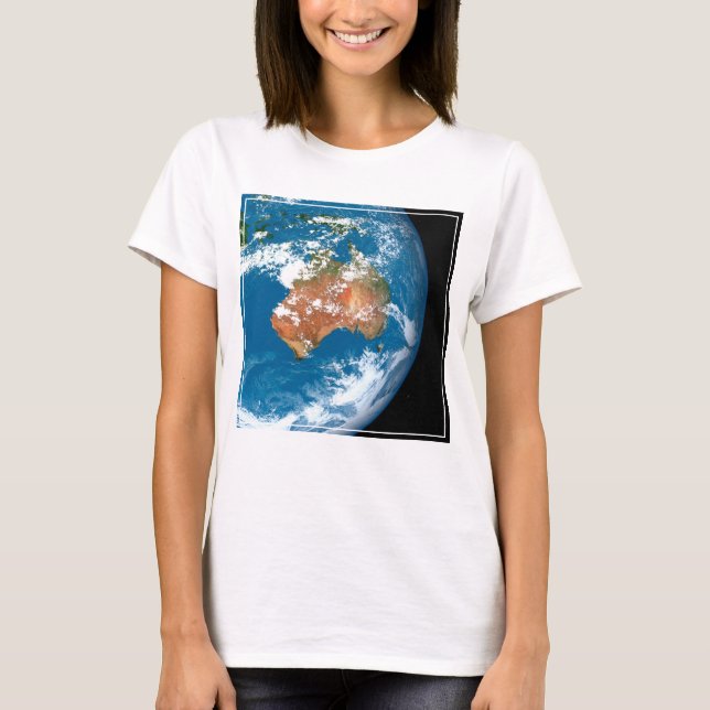 Camiseta Planeta Tierra Mostrando Nubes Sobre Australia. (Anverso)