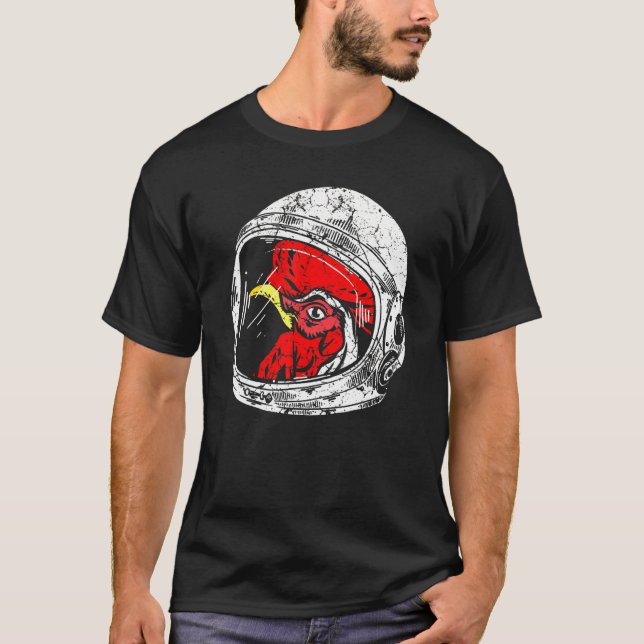 Camiseta Planetas animales de gallo astronauta espacial (Anverso)