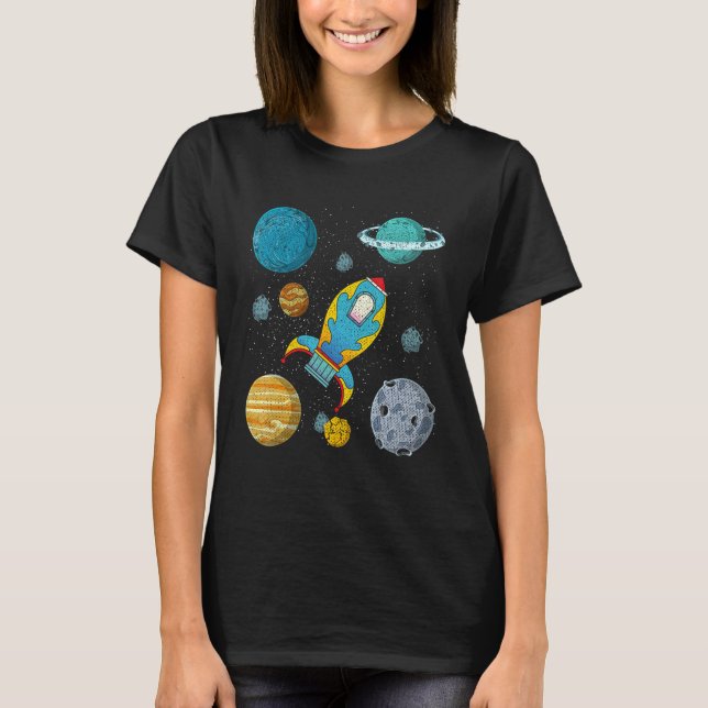 Camiseta Planetas ciencia cohete espacial espacial Cosmonau (Anverso)