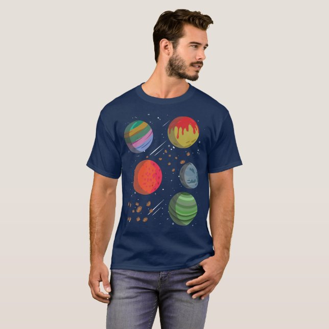 Camiseta Planetas coloridos en espacio exterior (Anverso completo)
