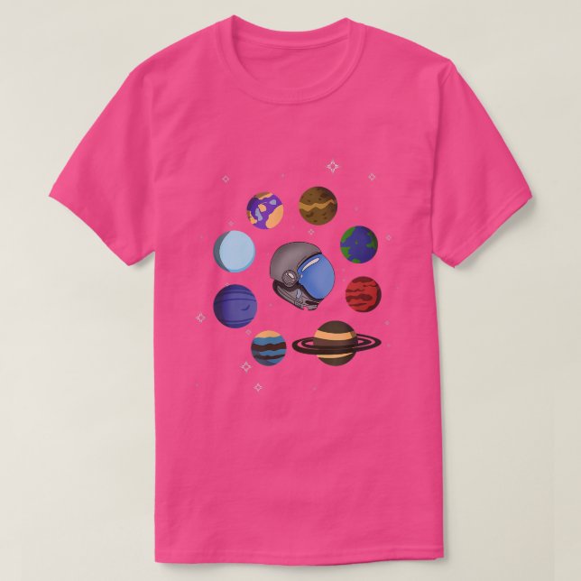 Camiseta Planetas de cabeza de astronauta  (Diseño del anverso)