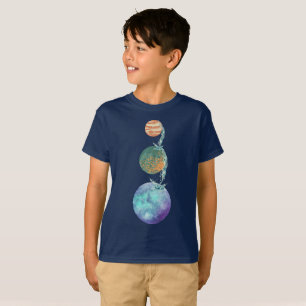 Camiseta Planetas de creación con cascadas de agua cayendo