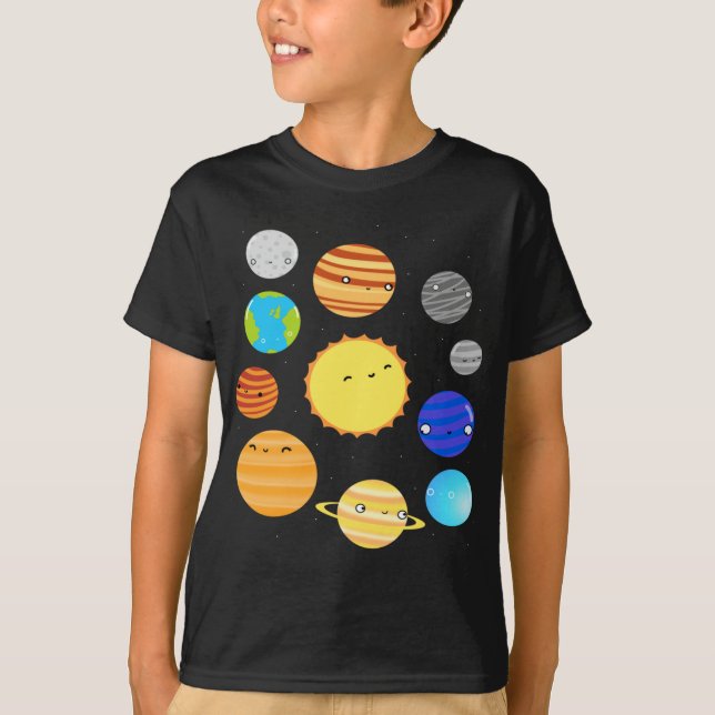 Camiseta Planetas de los niños del sistema solar (Anverso)