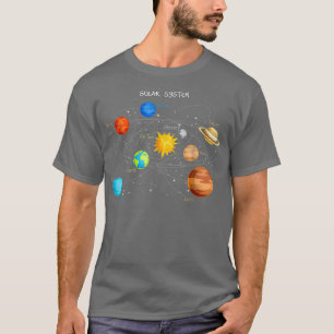 Camiseta Planetas de sistemas solares en espacio de sol de 