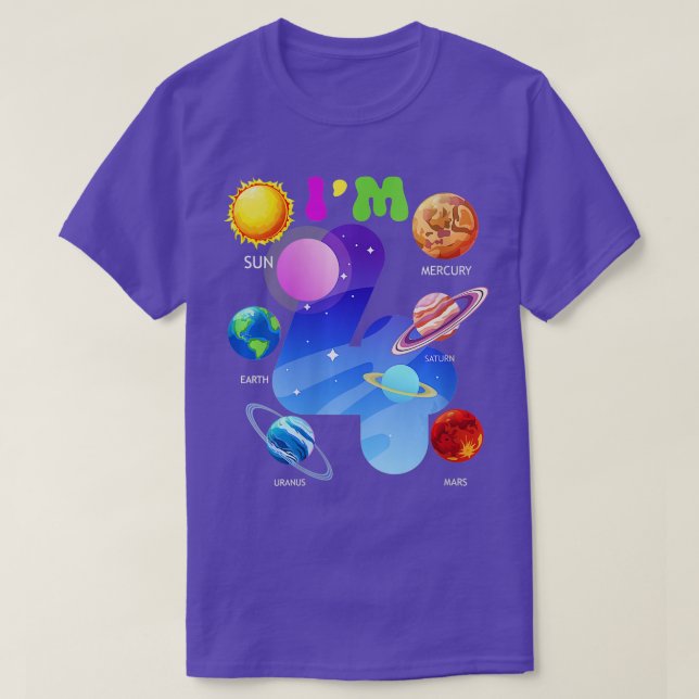 Camiseta Planetas de sistemas solares para mujeres de 4 año (Diseño del anverso)