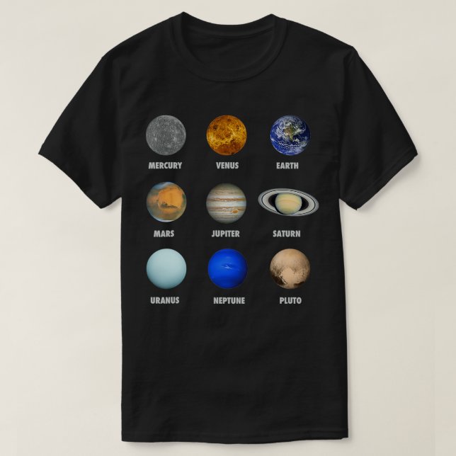 Camiseta Planetas del sistema solar (Diseño del anverso)