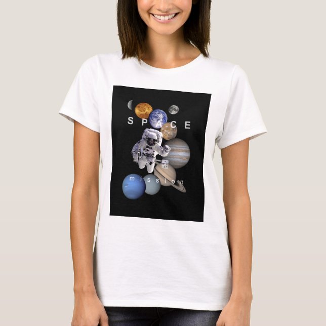 Camiseta planetas del sistema solar de misión astronauta es (Anverso)