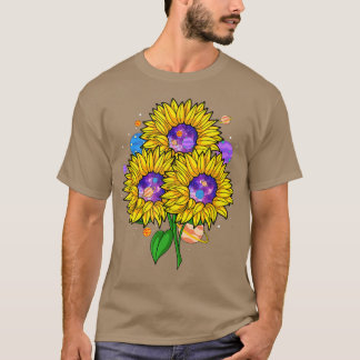 Camiseta Planetas Espaciales De Girasol Y Girasoles