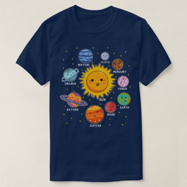 Camiseta Planetas espaciales del sistema solar para Chicas  (Diseño del anverso)