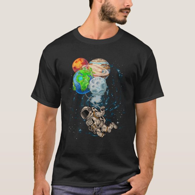 Camiseta Planetas espaciales Globos Astronauta de cumpleaño (Anverso)