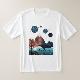 Camiseta planetas imaginarios con anillos y lunas