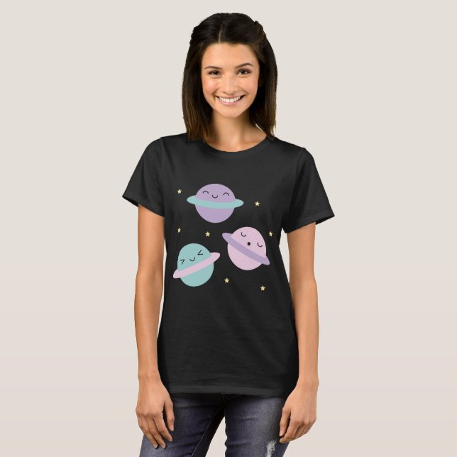 Camiseta Planetas Kawaii Pastel (Anverso completo)