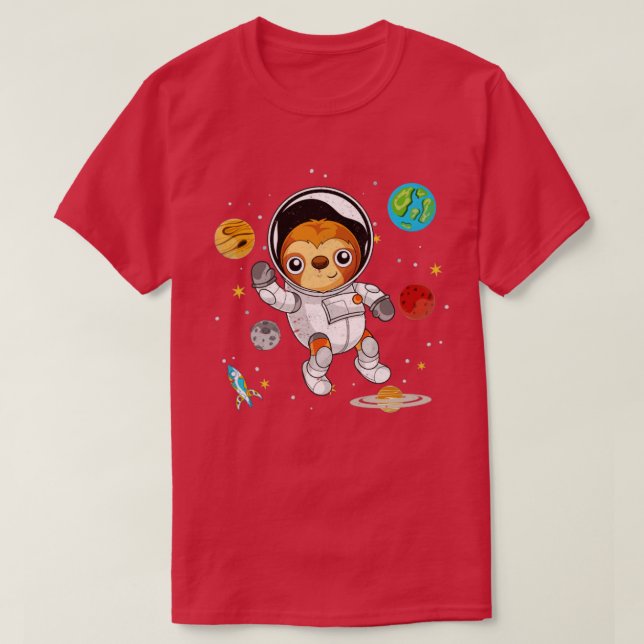 Camiseta Planetas Lazy Espacio Animal Ranura Astronauta (Diseño del anverso)