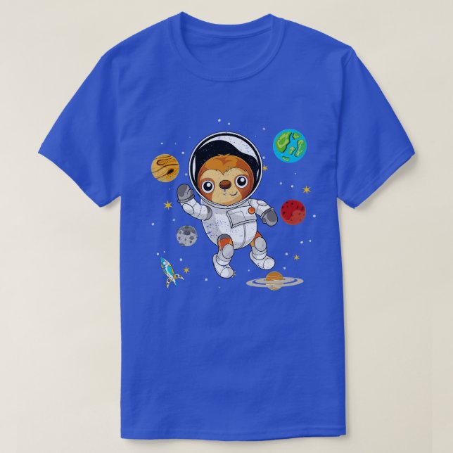 Camiseta Planetas Lazy Espacio Animal Ranura Astronauta (Diseño del anverso)