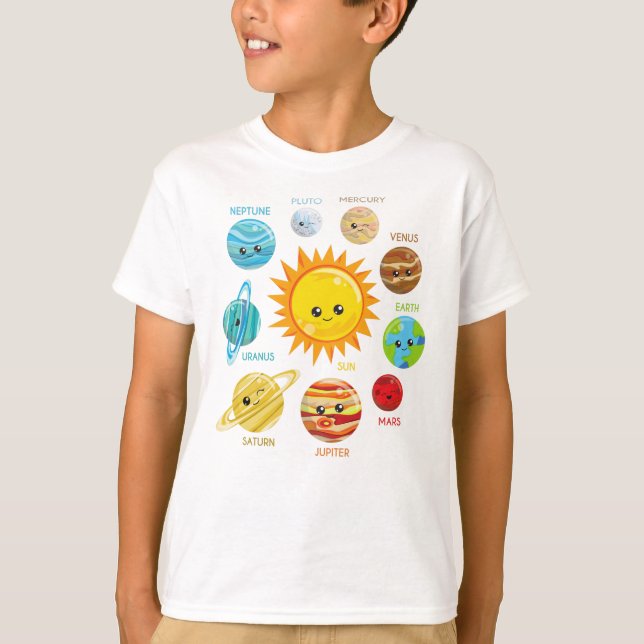 Camiseta Planetas, Sistema Solar, Espacio, Cosmos, Galaxia (Anverso)