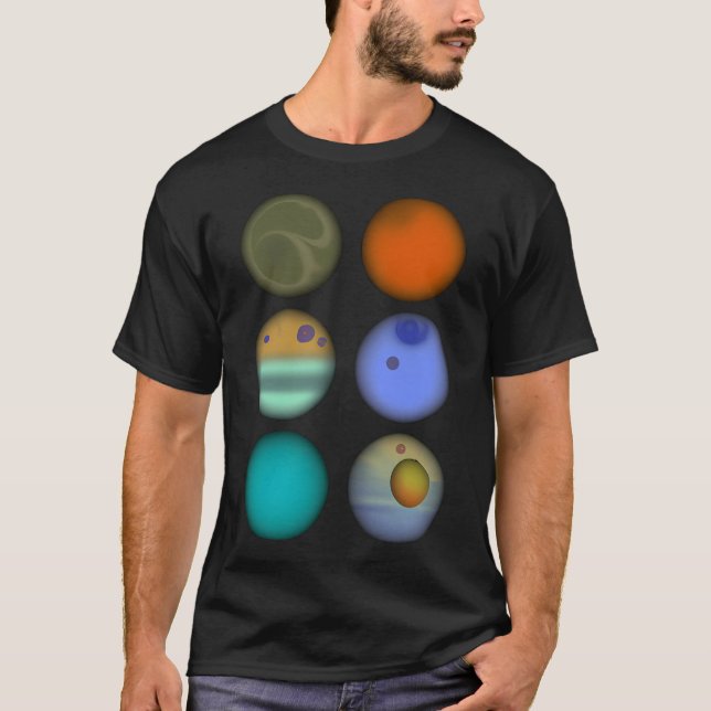 Camiseta Planetas solares coloridos (Anverso)