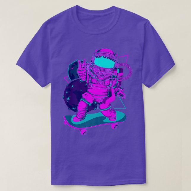 Camiseta Planetas Synthwave Vaporwave Art Skateboarding Ast (Diseño del anverso)