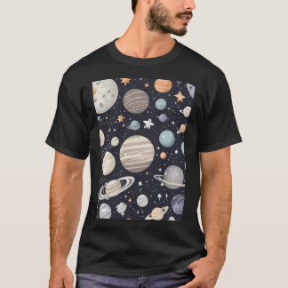 Camiseta Planetas Y Estrellas Patrón Al Azar