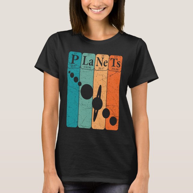 Camiseta Planets Periodic Table Elements Solar System Plane (Anverso)