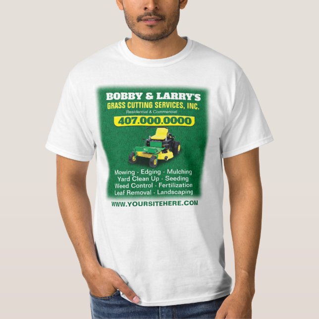 Camiseta Planilla de corte de hierba para cuidado de jardín (Anverso)