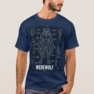 Camiseta Plano de anatomía de hombre lobo