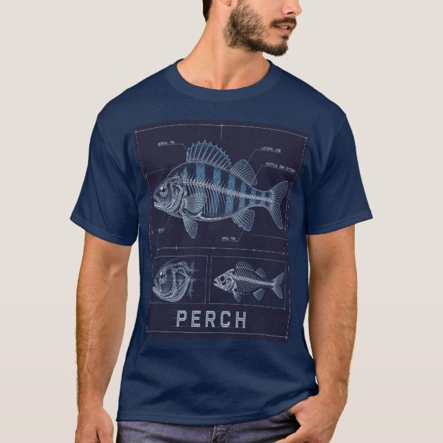 Camiseta Plano de Anatomía de la Perca (Anverso)
