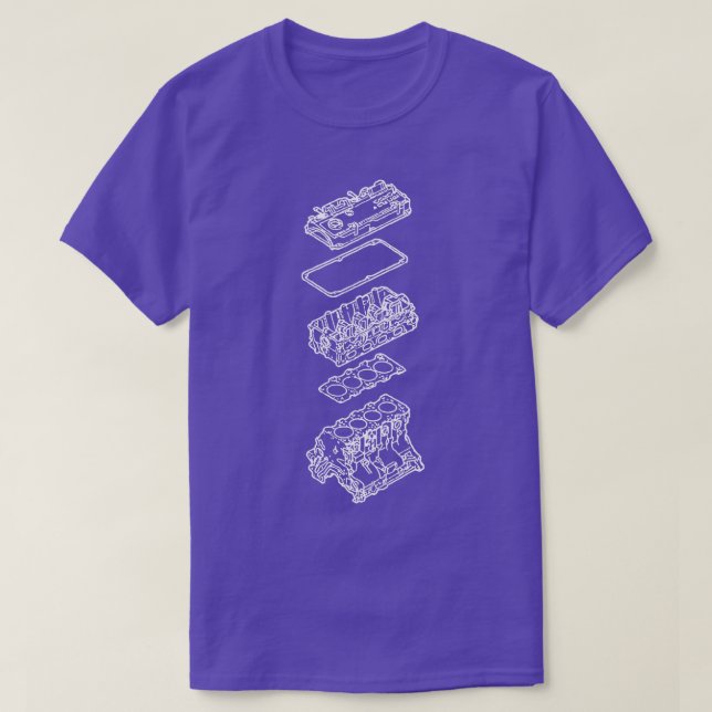 Camiseta Plano de dibujo del motor (Diseño del anverso)