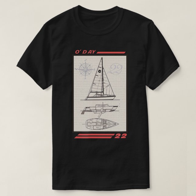Camiseta Plano de línea de barco de vela hoy 22 (Diseño del anverso)
