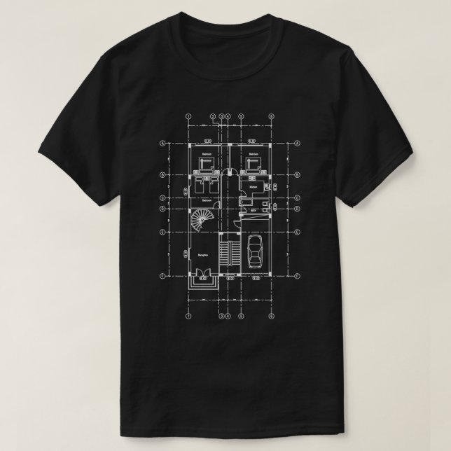 Camiseta Plano de piso de la casa de arquitectura negro Dis (Diseño del anverso)