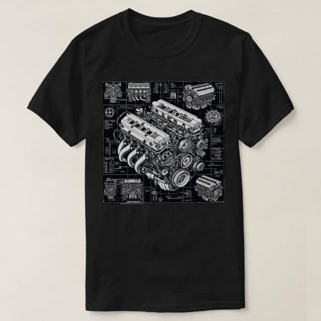 Camiseta Plano detallado del motor (Diseño del anverso)