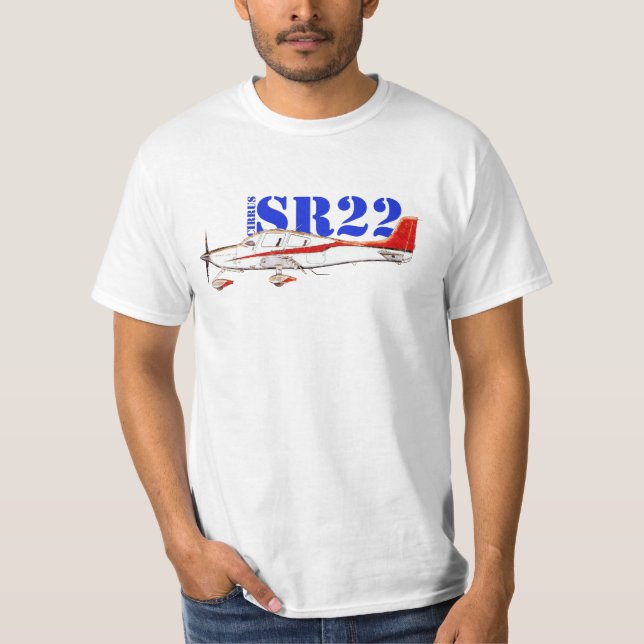 Camiseta Plano estilizado Cirrus SR22 con tipografía audaz (Anverso)