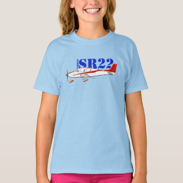 Camiseta Plano estilizado Cirrus SR22 con tipografía audaz (Anverso)