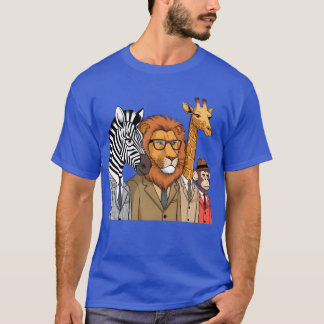 Camiseta plano medio de divertidos animales de dibujos anim
