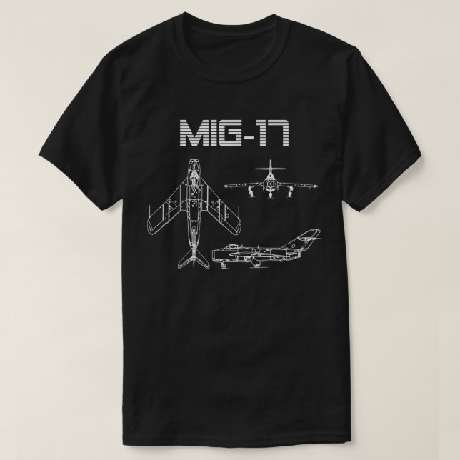 Camiseta Plano soviético Mig-17 Warbird Esquema de Plano Az (Diseño del anverso)