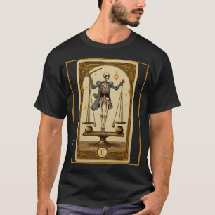 Camiseta Plano Tarjeta Tarot Skeleton Balanza de balanza Bá